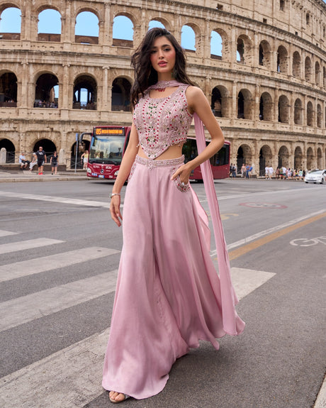 Dusty Pink Mirror Palazzo Set