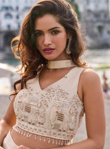 Ivory Gold Heritage Embroidered Palazzo Ensemble