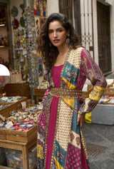 Rani Pink Mosaic Embroidered Jacket Couture Ensemble