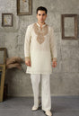 Ivory Gold Embroidered Men's Kurta Set