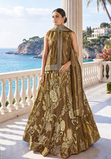 Antique Olive Gold Botanical Lehenga Ensemble