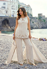 Ivory Pearl Floral Embroidered Palazzo Ensemble