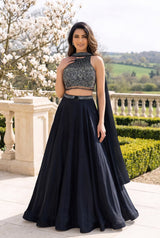 Noir Silver Crystal Embellished Lehenga Set