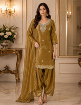 Antique Mustard Silver Jewel Salwar Set