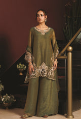 Antique Olive Gold Floral Palazzo Set