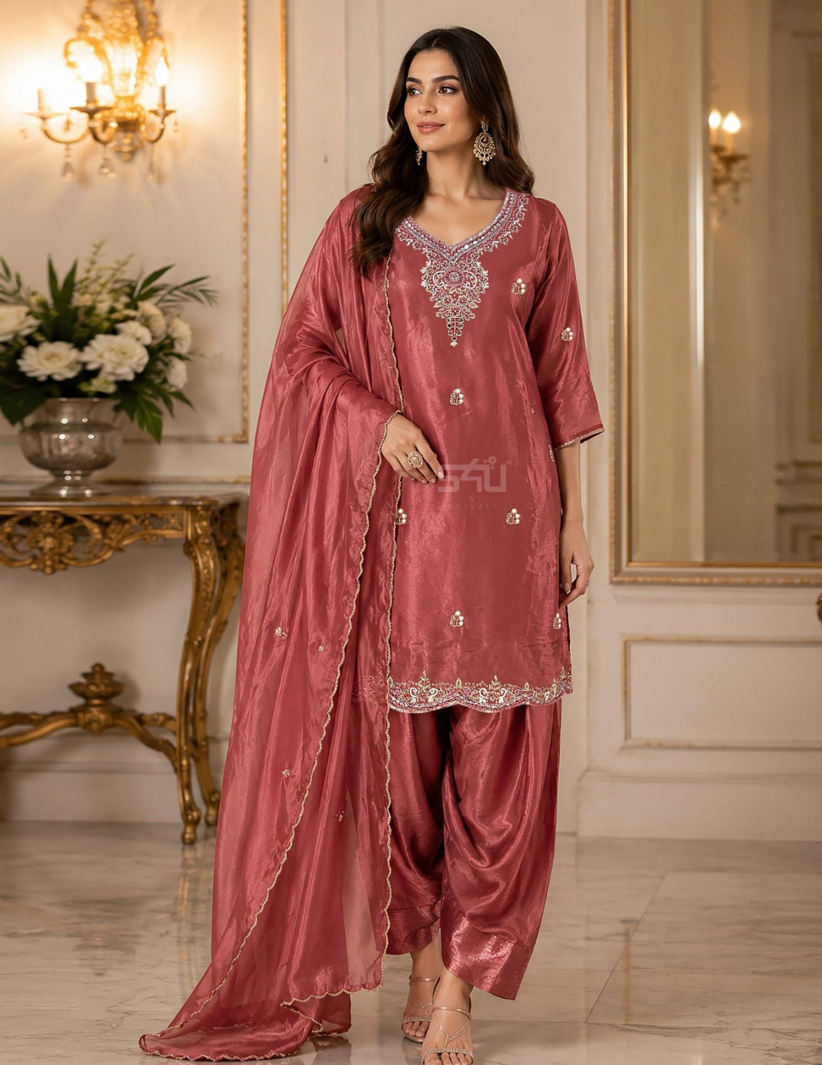 Rosewood Silver Jewel Salwar Set