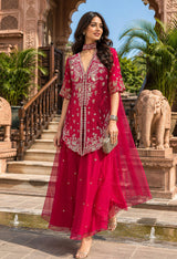 Rani Pink Silver Floral Palazzo Set