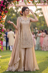 Champagne Taupe Jewel Palazzo Set