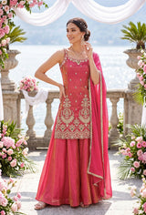 Rani Pink Gold Floral Palazzo Set