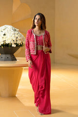 Rose Rouge Draped Jacket Set | Label S4U