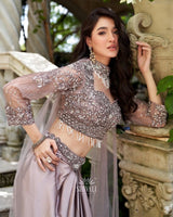 Smokey Grey Drape Saree Gown