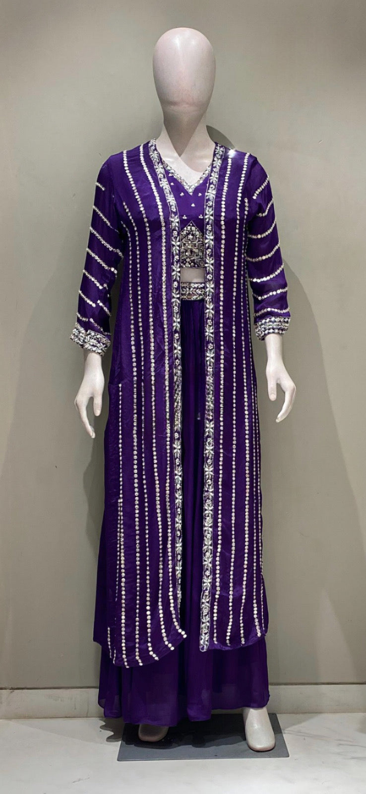 Purple Long Coat Set