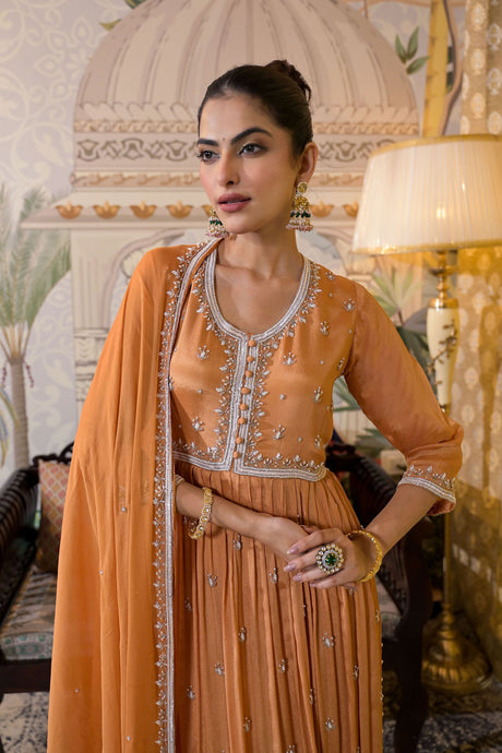 Peach Anarkali Kurta Mirror Kurta