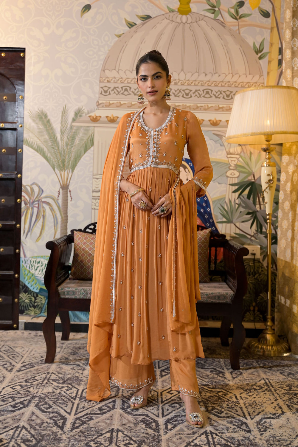 Peach Anarkali Kurta Mirror Kurta |Label S4U