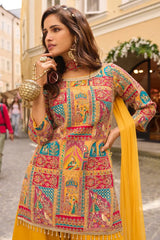 Mustard Heritage Print Palazzo Set