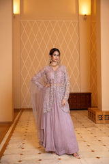 Dusty Lavender Handcrafted Jacket Set with Palazzo Pants |Label S4U