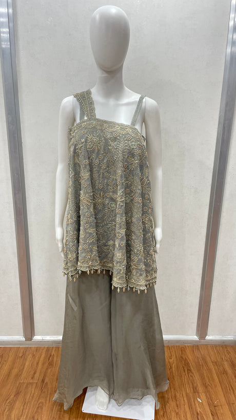 Sage Gold Embroidered Kurta Luxe Set