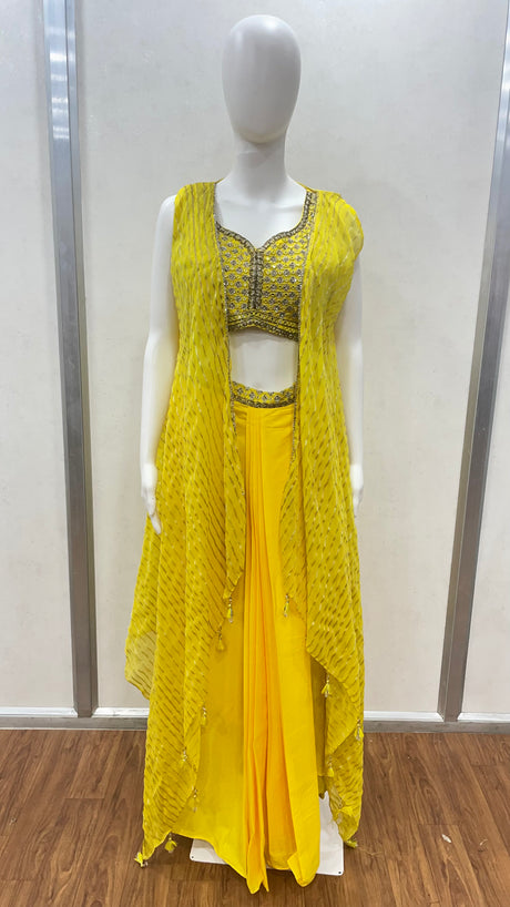 Sunshine Yellow Draped Cape Luxe Set