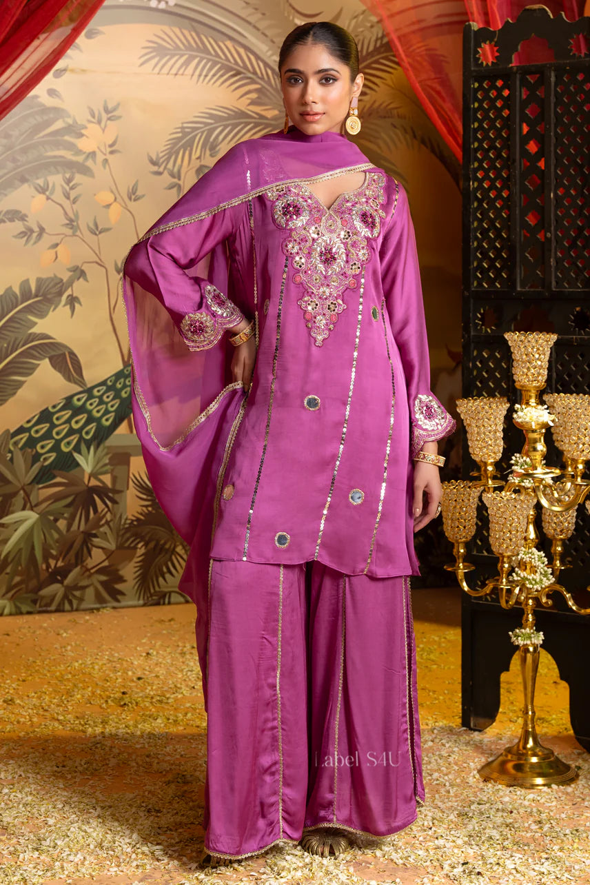 Royal Orchid Sharara Set – Regal Radiance in Magenta