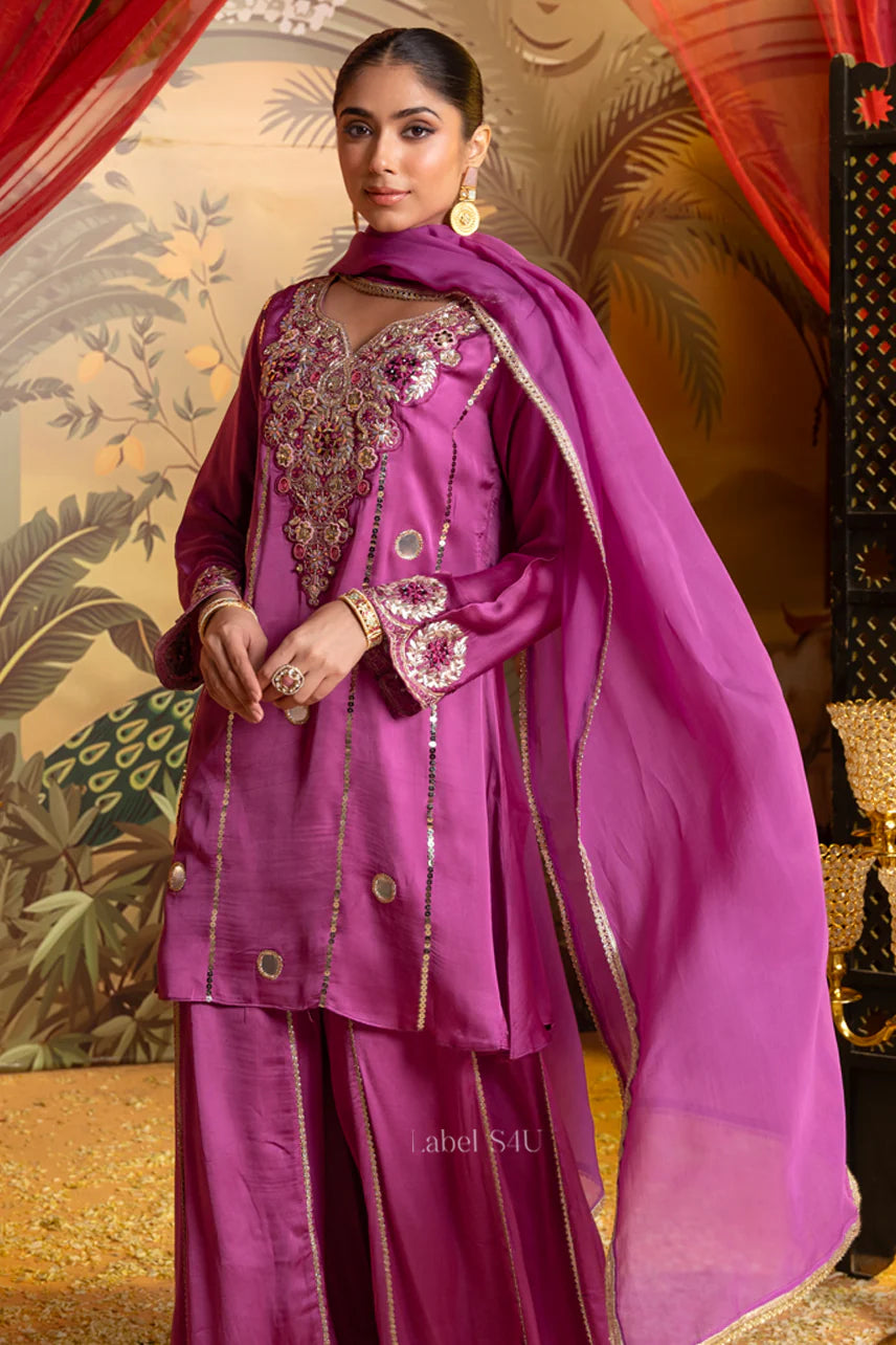 Royal Orchid Sharara Set – Regal Radiance in Magenta
