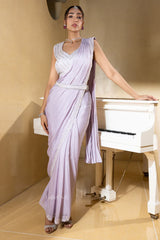 Lilac Luxe Pre-Draped Saree – A Symphony in Soft Elegance