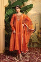 Saffron Solstice Anarkali Set – A Celebration of Heritage Glow