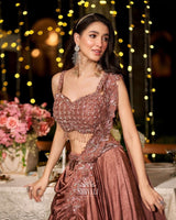 Mocha Muse Draped Lehenga – Where Opulence Meets Effortless Charm