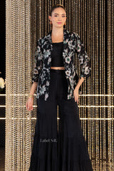 Midnight Bloom Black Floral Jacket Set