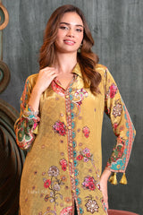 Noorani Boho Luxe Set – Mustard Multicolor Long Kurta Palazzo Co-Ord
