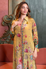 Noorani Boho Luxe Set – Mustard Multicolor Long Kurta Palazzo Co-Ord