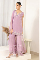 Lilac Pearl Embroidered Kurta Palazzo Ensemble