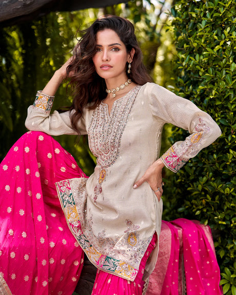 Fuchsia Garden Radiance Sharara Ensemble
