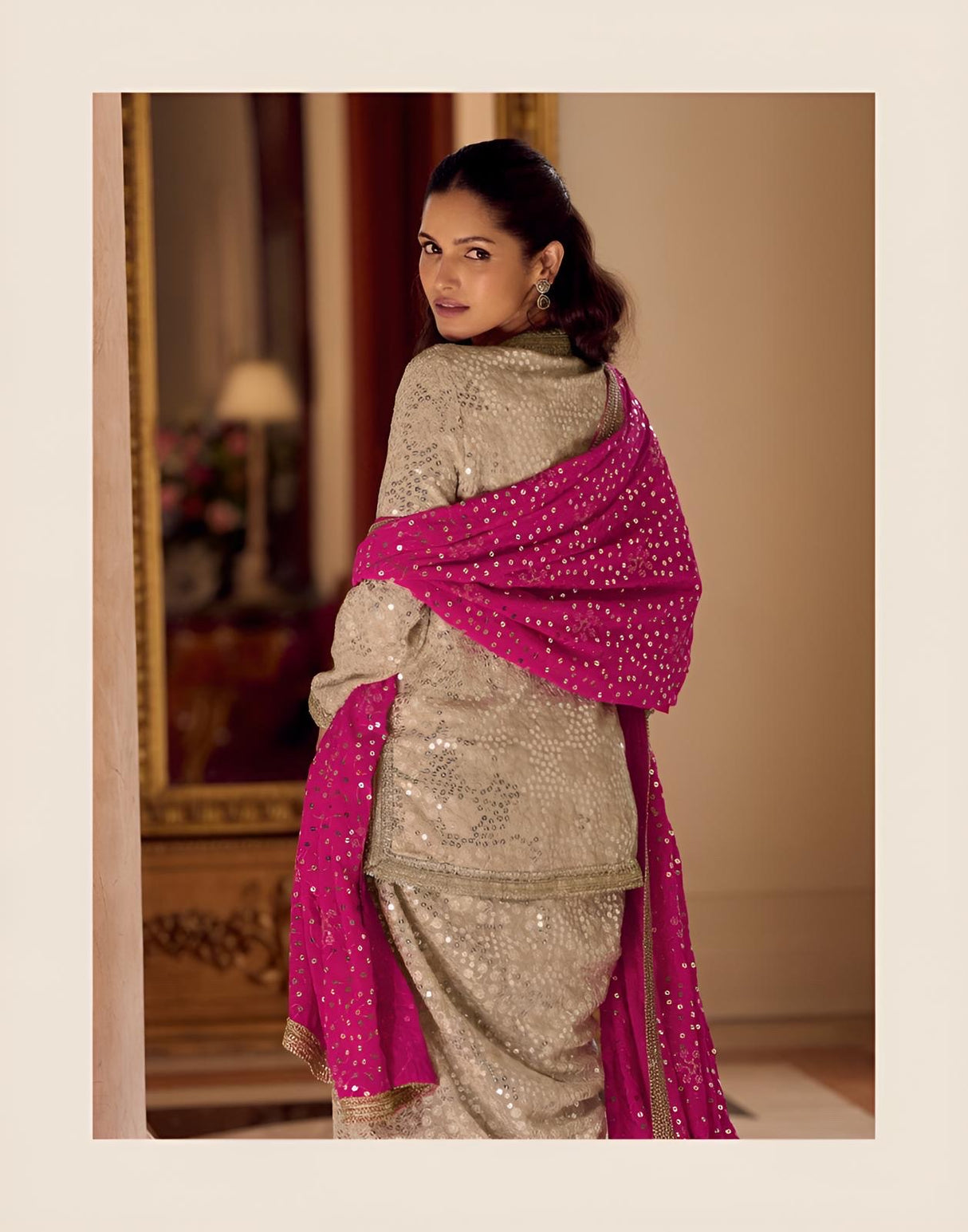 Ivory Magenta Mirror Royale Kurta Couture Ensemble