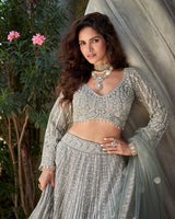 Ivory Silver Heirloom Embroidered Lehenga Ensemble