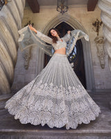 Ivory Silver Heirloom Embroidered Lehenga Ensemble