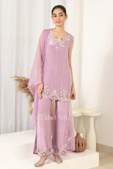 Lilac Pearl Embroidered Kurta Palazzo Ensemble
