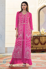 Rani Pink Jacket Sharara Set – Embroidered Georgette Festive Wear |Label S4U