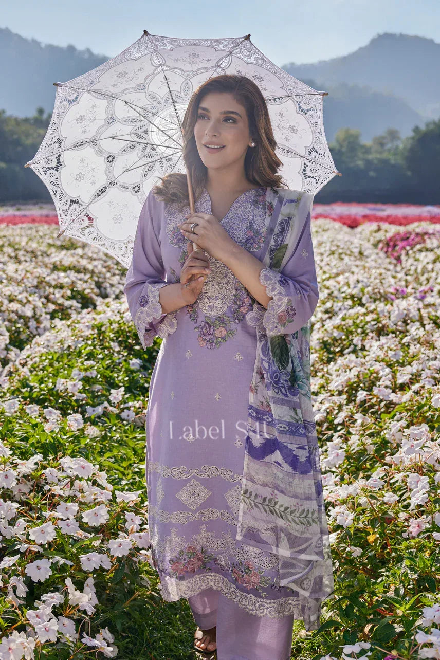 Lavender Floral Zari Kurta Ensemble - MishUUU