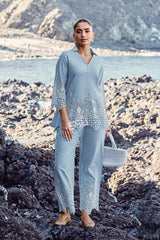 Powder Blue Cutwork Embroidered Kurta |Label S4U
