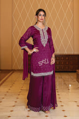 Plum Embroidered Zari Sequin Kurta |Label S4U