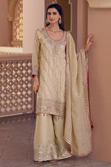 Champagne Gold Mirror Embroidered Kurta