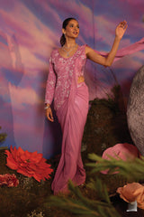 Lilac Embellished Saree Set |Label S4U