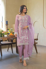 Dusty Lavender Kurta Set – Embroidered Pastel Eid & Festive Wear |Label S4U