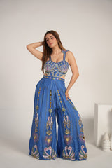 Royal Blue Embellished Jumpsuit Gown - further detail view