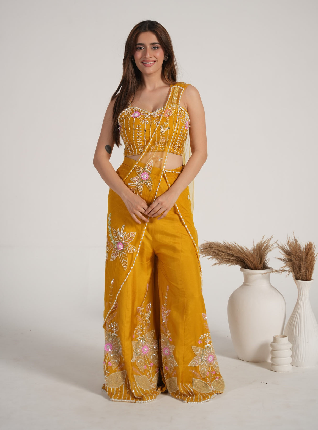 Mustard Yellow Embellished Outfit |Label S4U