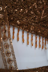 Antique Gold Sequin Bridal Lehenga Couture Ensemble