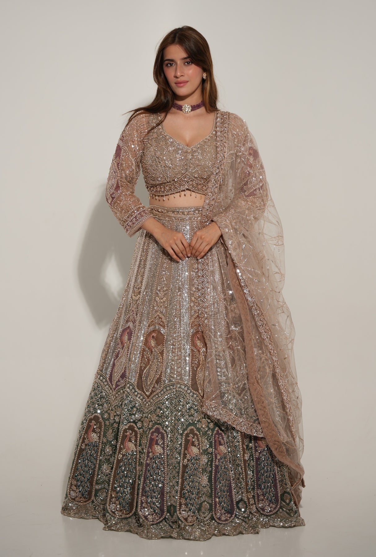 Mocha Gold Bridal Lehenga Couture Ensemble