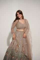 Mocha Gold Bridal Lehenga Couture Ensemble