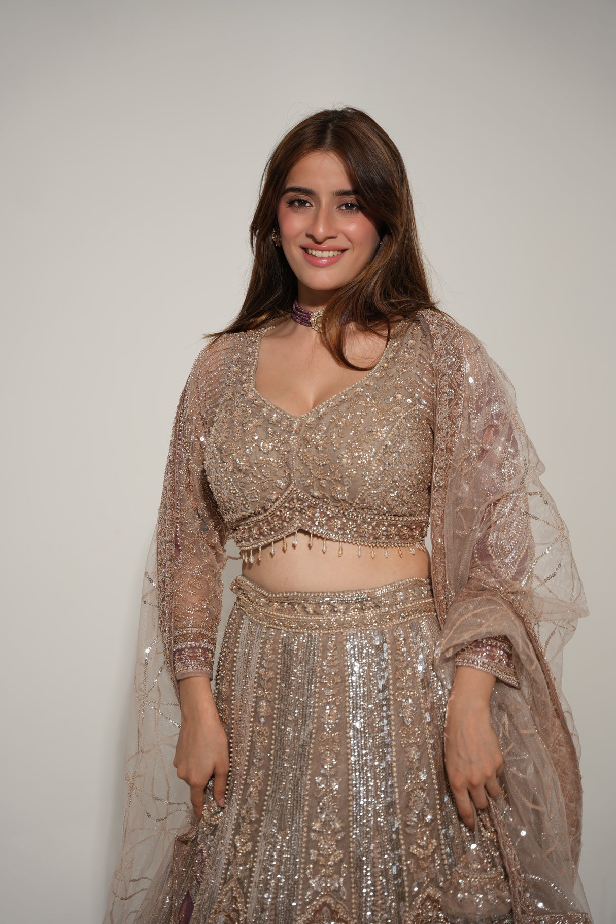 Mocha Gold Bridal Lehenga Couture Ensemble