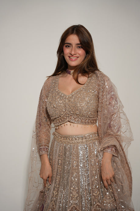 Mocha Gold Bridal Lehenga Couture Ensemble